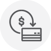 credit card icon with dollar sign pointing down credit card icon with dollar sign pointing down