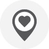 location map pin with a heart in the center location map pin with a heart in the center