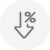 low interest rate. Arrow pointing down with a % symbol low interest rate. Arrow pointing down with a % symbol